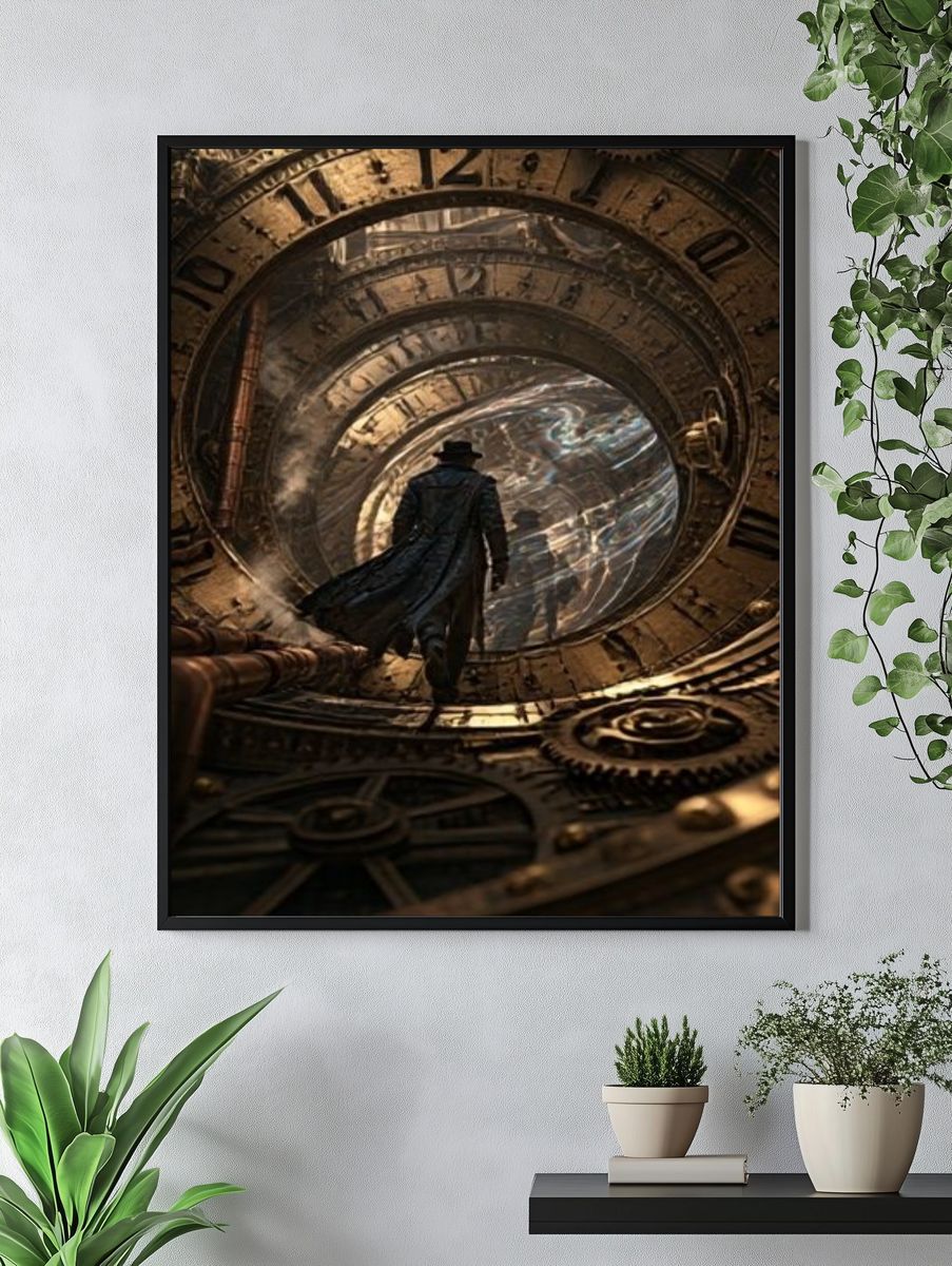 Time Portal Traveler Illustration Poster. — room view 4
