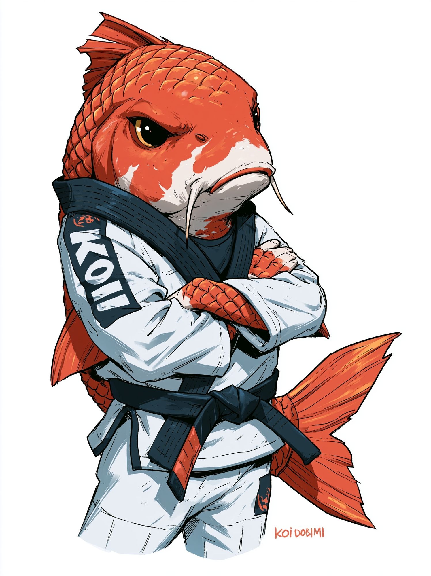 Koi Karate Fish Illustration Poster. poster detail