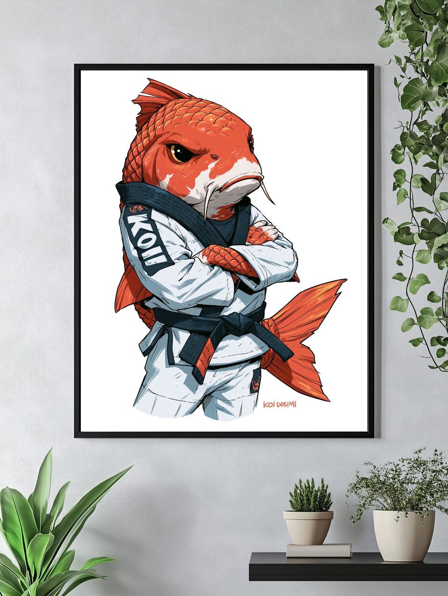 Koi Karate Fish Illustration Poster. — room view 4