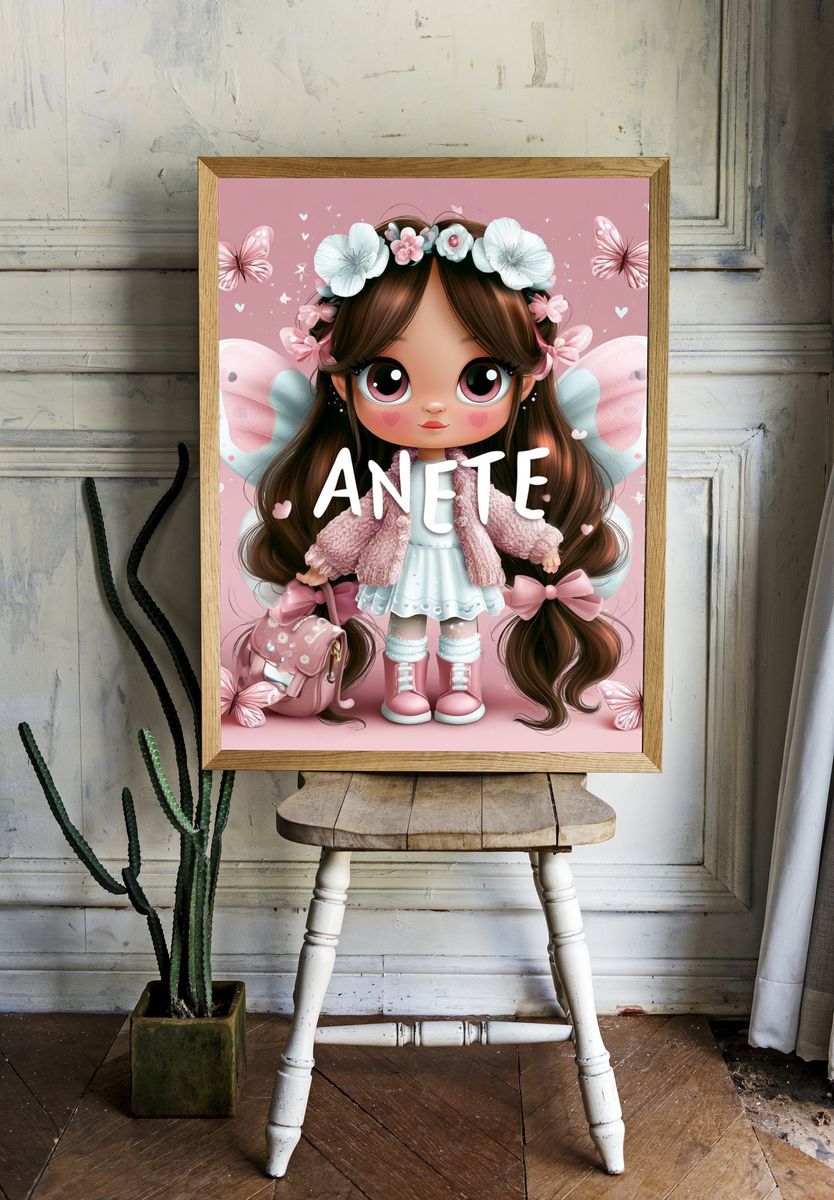 Pink Fairy Girl Illustration Poster. — room view 1