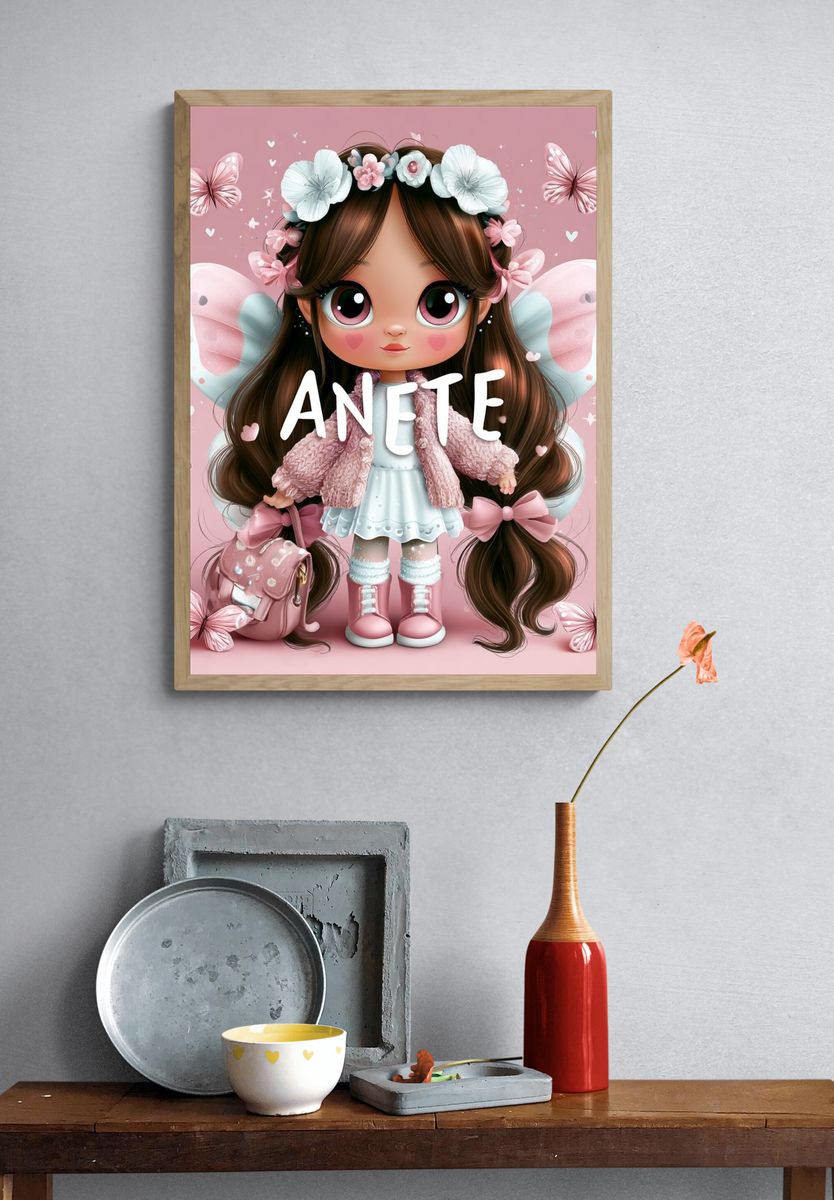 Pink Fairy Girl Illustration Poster. — room view 3