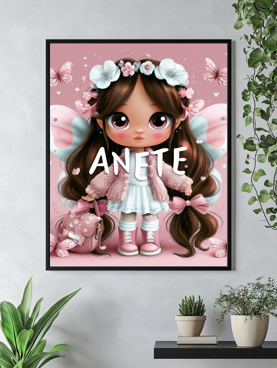 Pink Fairy Girl Illustration Poster. — room view 4