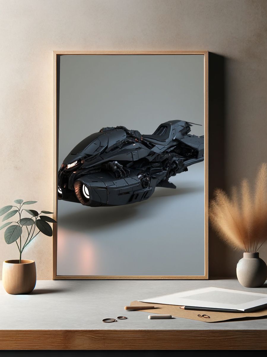 Futuristic Black Hovercraft Poster. — room view 2