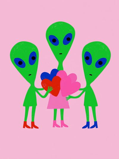 Alien Love Trio Typography Print. poster