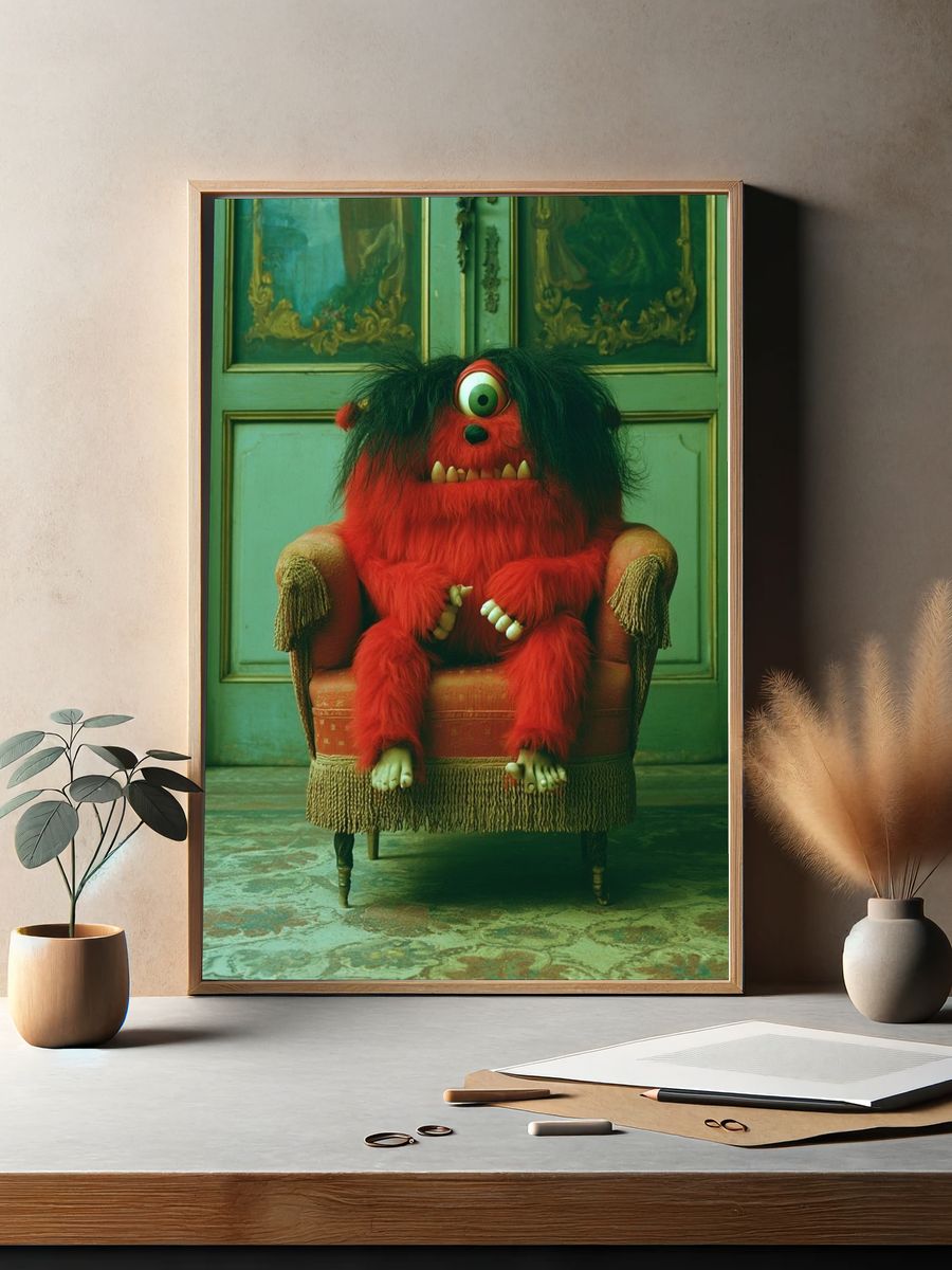 Red Monster Portrait Print. — room view 2