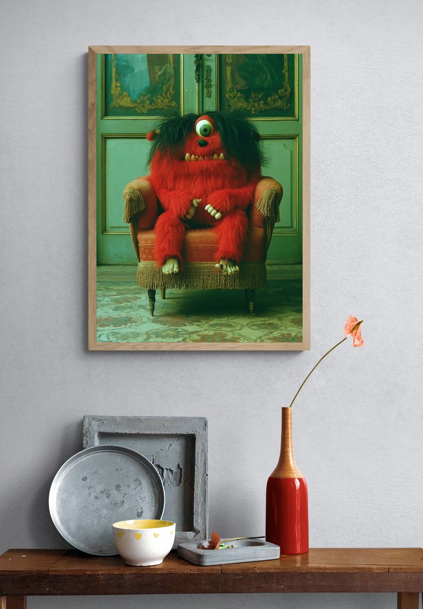Red Monster Portrait Print. — room view 3