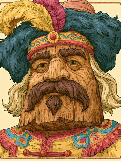 Wooden King Portrait Print.