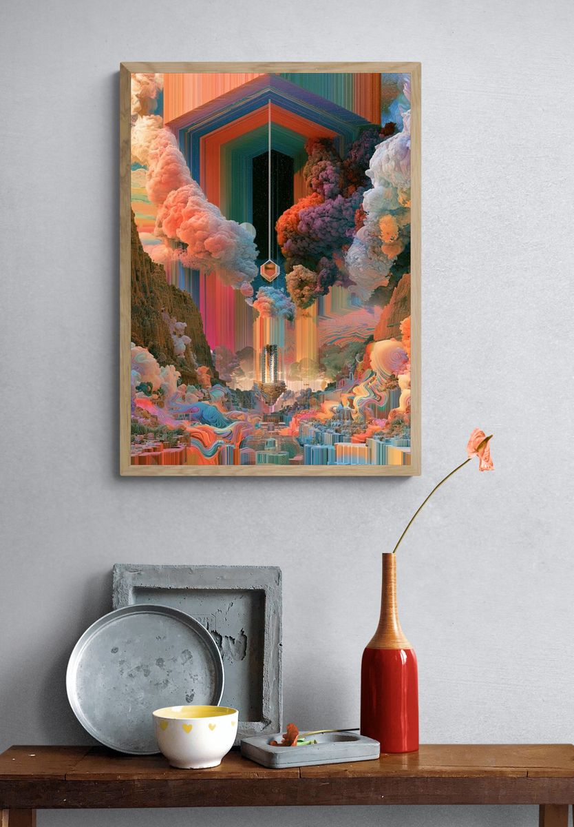 Surreal Canyon Portal Print. — room view 3
