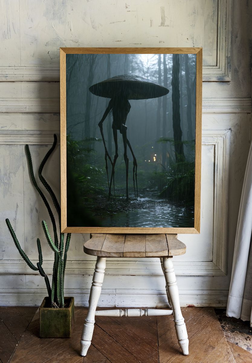 Rainy Forest Creature Illustration Poster. — room view 1