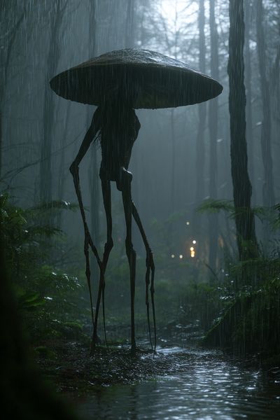 Rainy Forest Creature Illustration Poster. poster