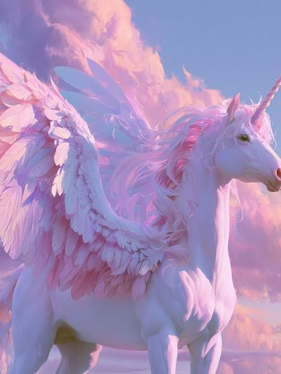 Pastel Winged Unicorn Illustration Poster. poster