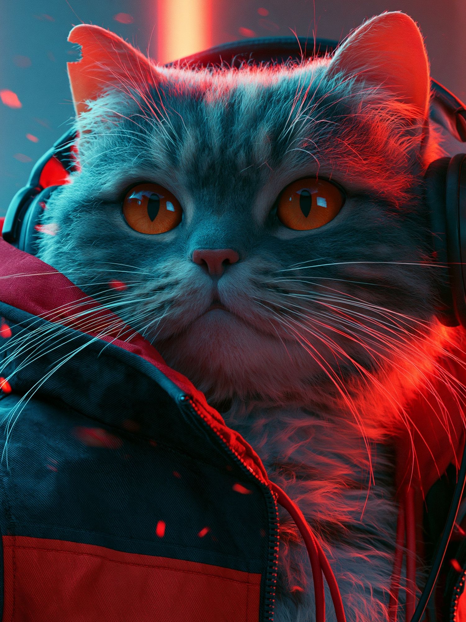 Cyber Cat Portrait Poster. poster detail
