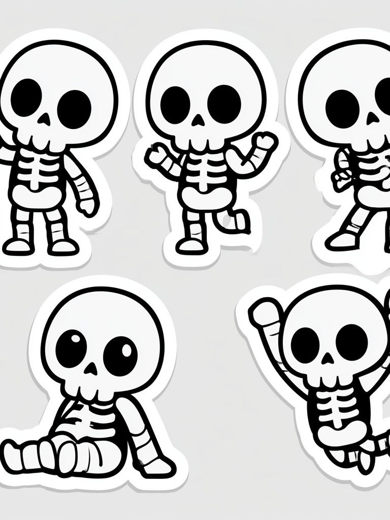Cute Skeleton Characters Typography Print. poster — illustration art