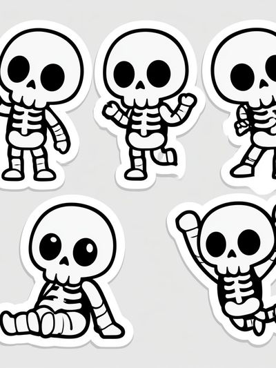 Cute Skeleton Characters Typography Print. poster