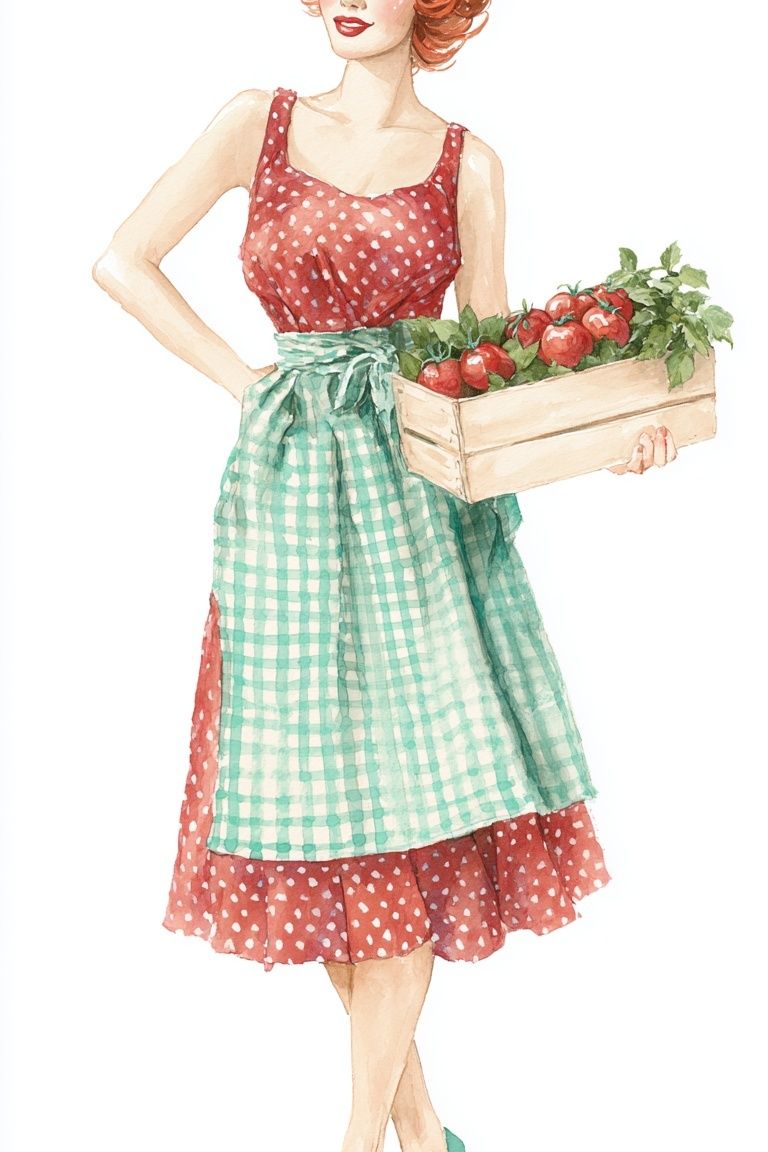 Retro Pin-Up Market Girl Print. poster detail