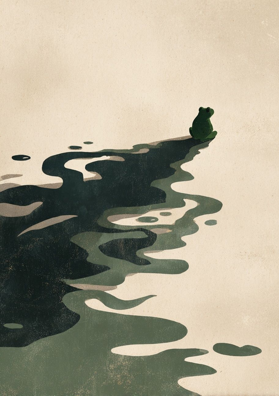 Lonely Frog Pond Illustration Poster. poster — illustration art