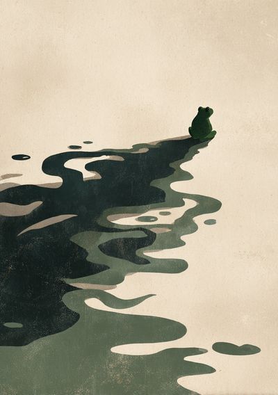 Lonely Frog Pond Illustration Poster. poster print
