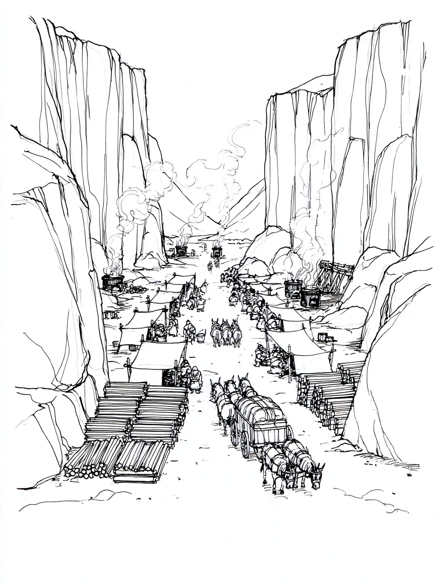 Canyon Caravan Ink Poster. poster — illustration art