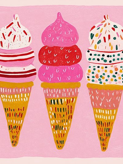 Ice Cream Cones Illustration Poster. poster print