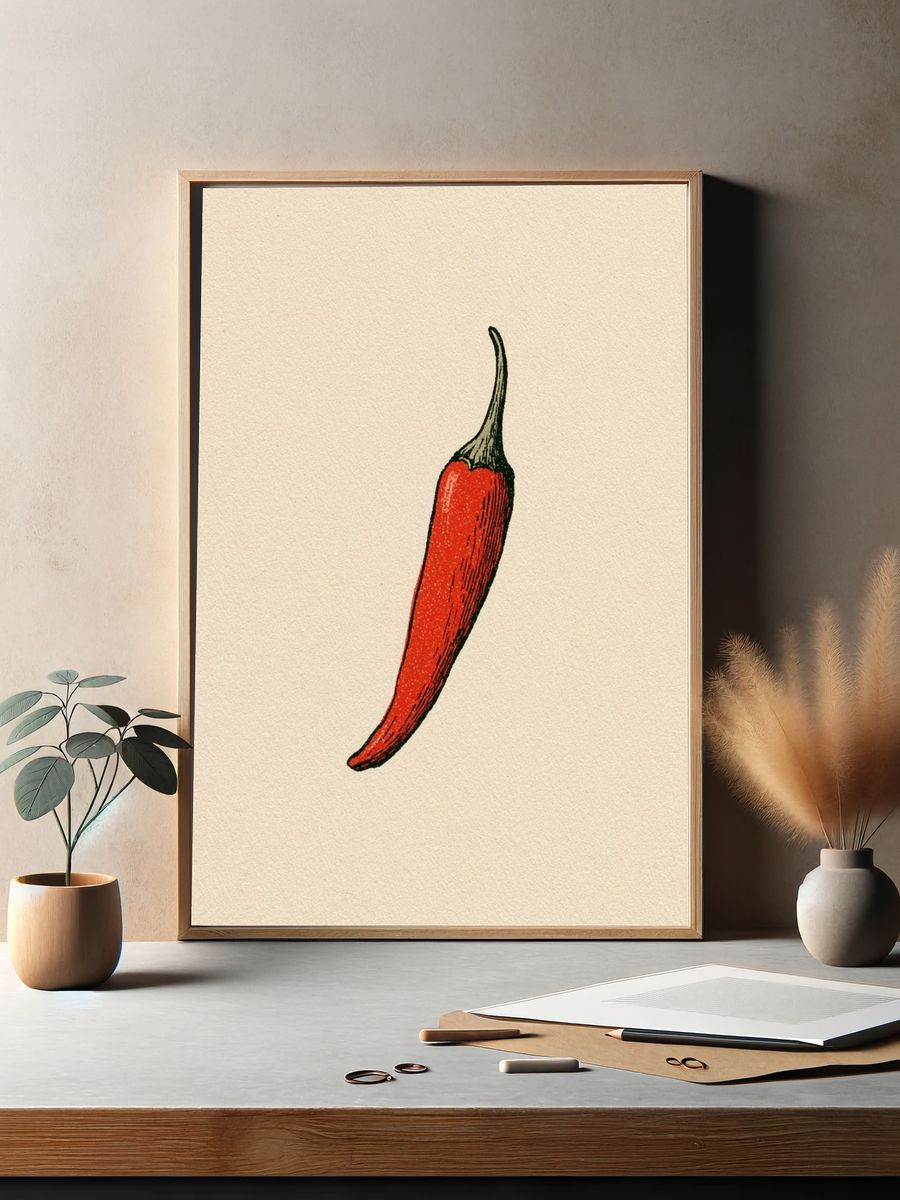 Red Chili Pepper Illustration Poster. — room view 2