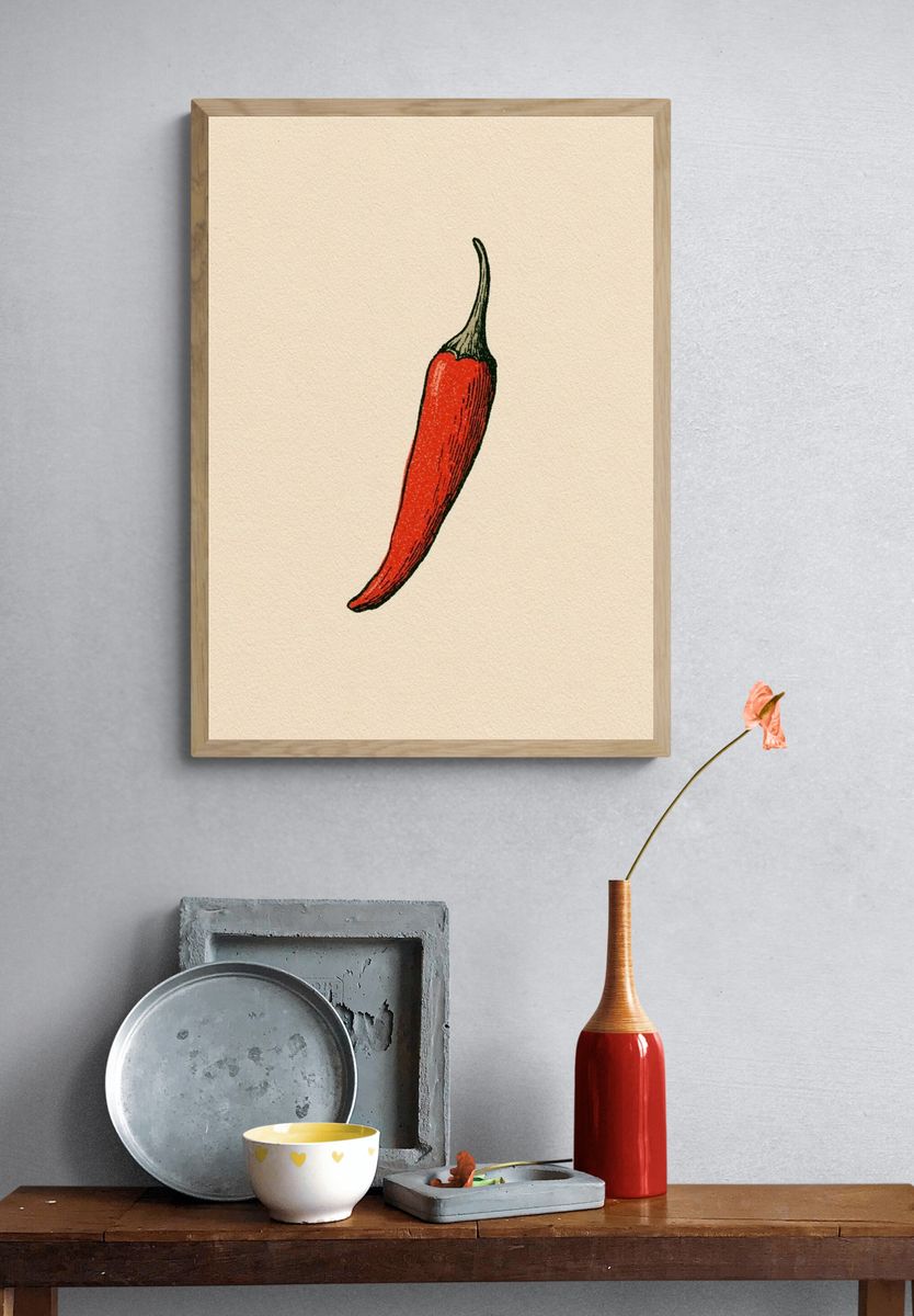 Red Chili Pepper Illustration Poster. — room view 3