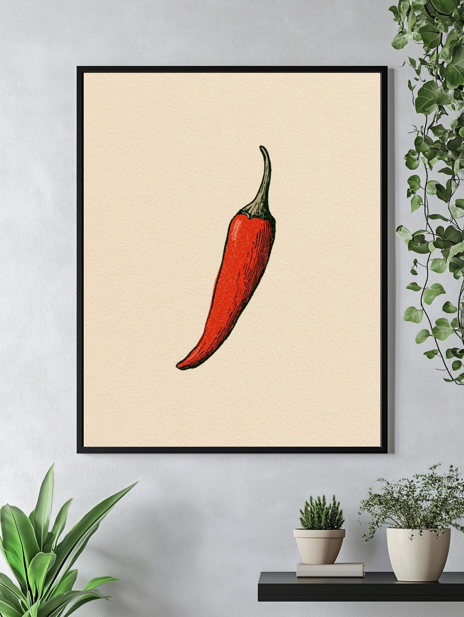 Red Chili Pepper Illustration Poster. — room view 4
