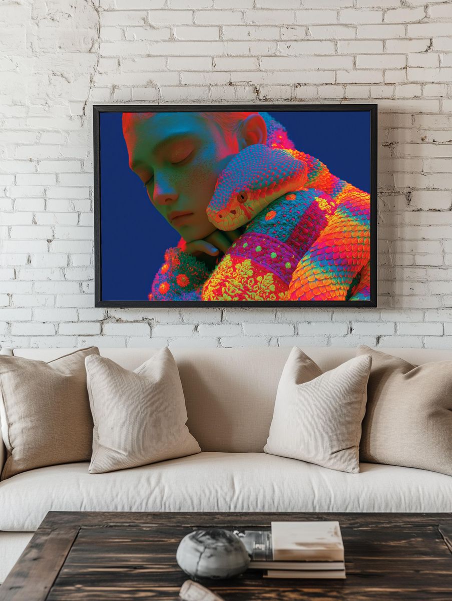 Neon Dream Portrait Print. room preview