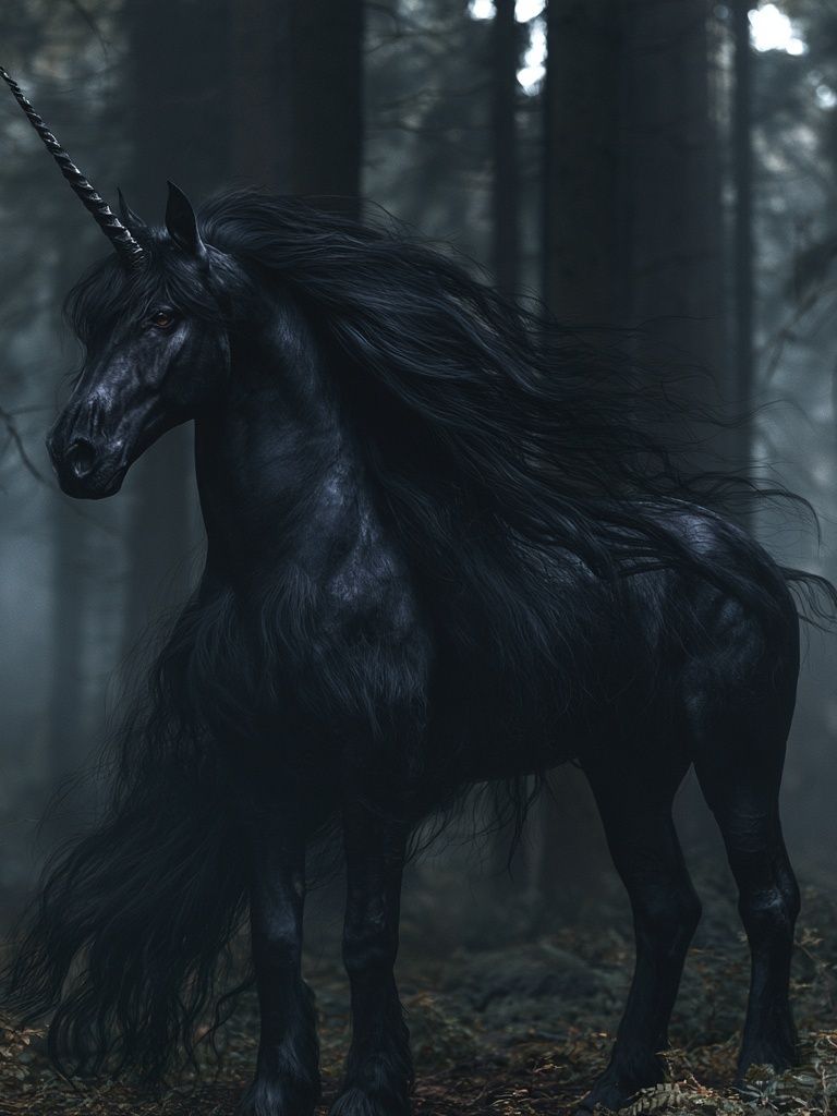 Black Unicorn Forest Poster. poster detail