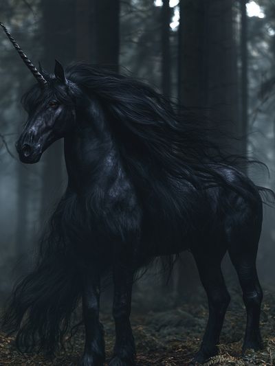 Black Unicorn Forest Poster. poster