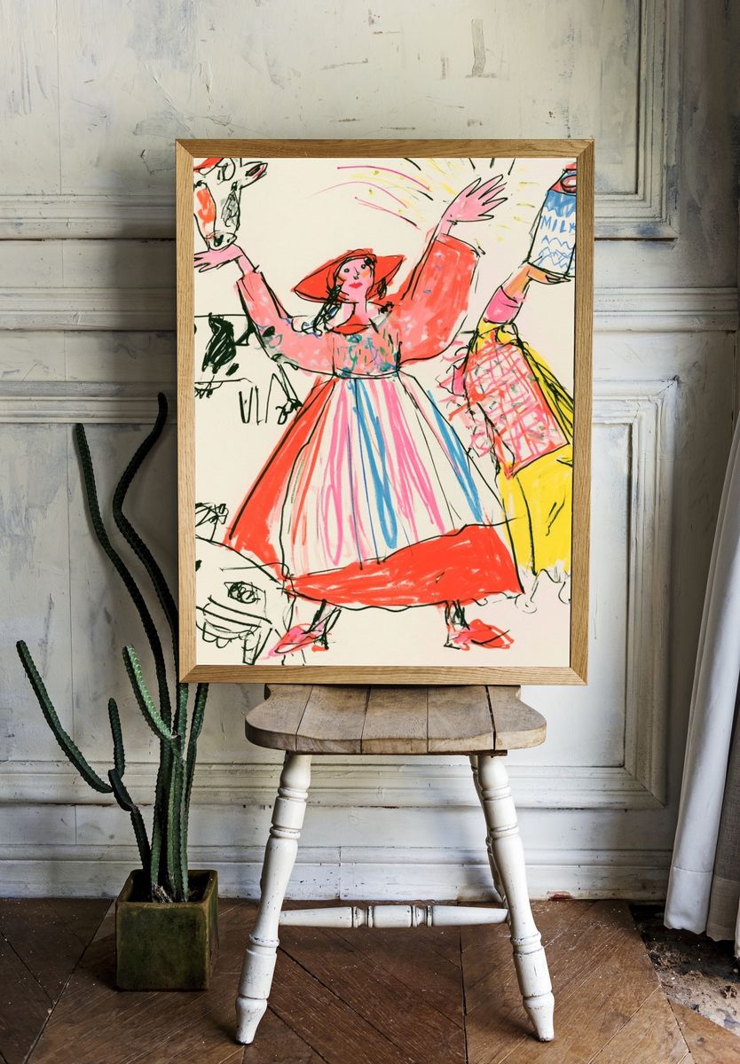 Folk Dance Sketch Illustration Poster. — room view 1