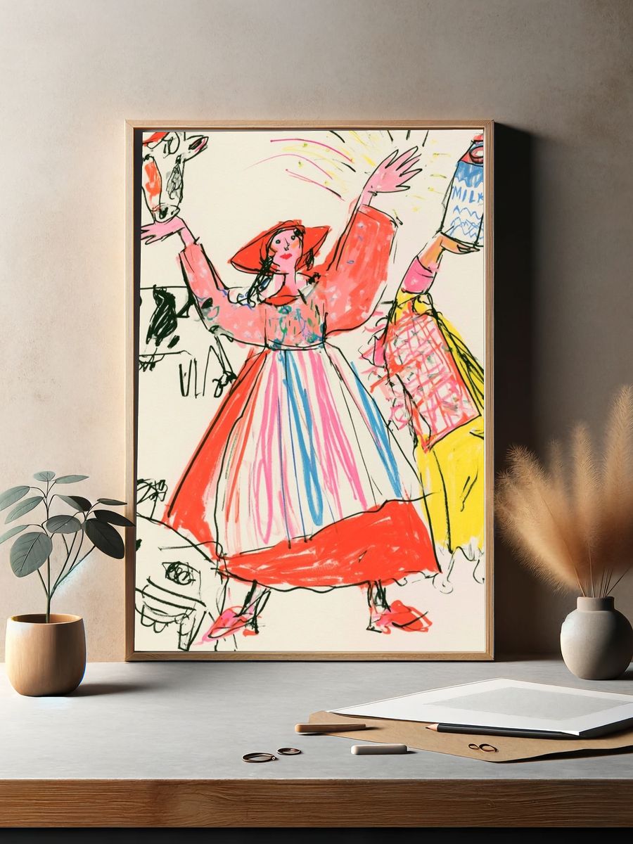 Folk Dance Sketch Illustration Poster. — room view 2