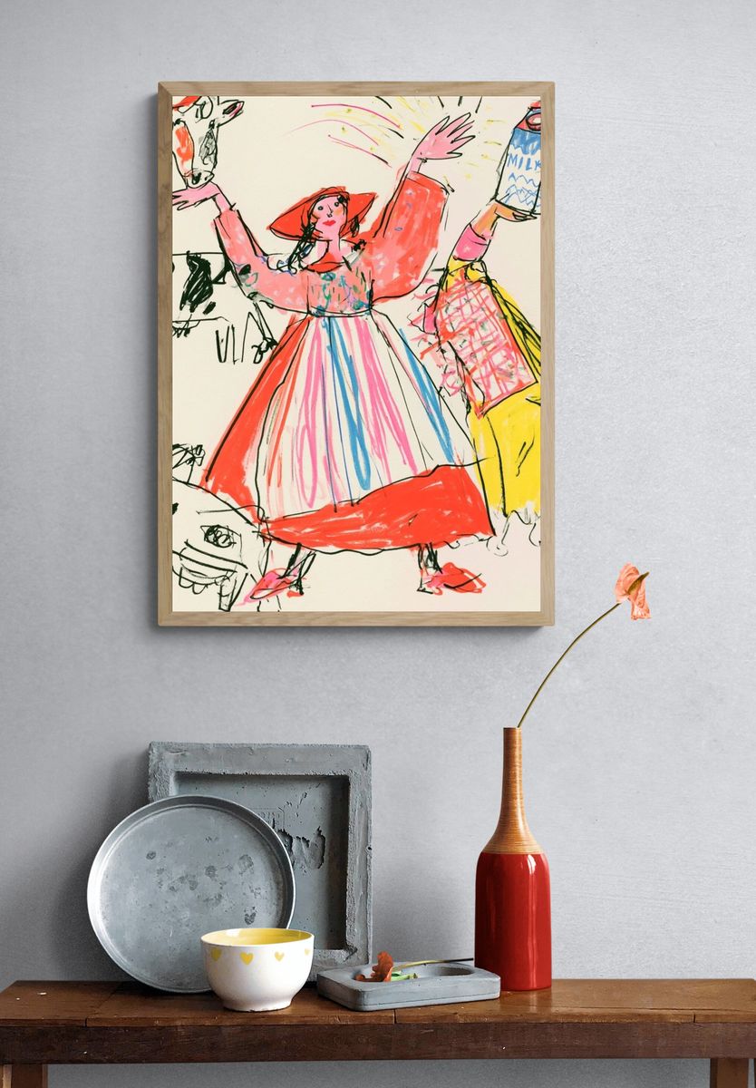 Folk Dance Sketch Illustration Poster. — room view 3