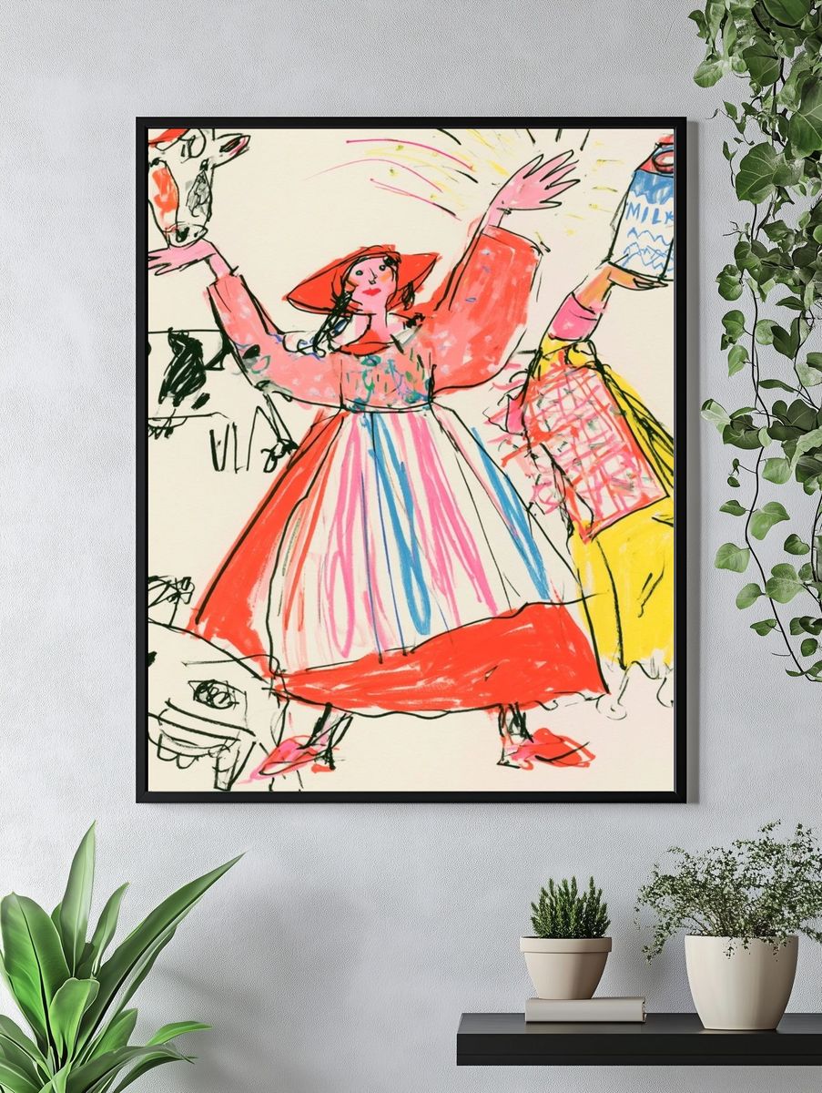 Folk Dance Sketch Illustration Poster. — room view 4