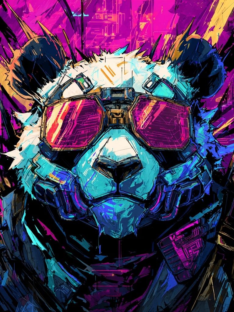 Cyberpunk Panda Digital-Art Poster. poster — illustration art