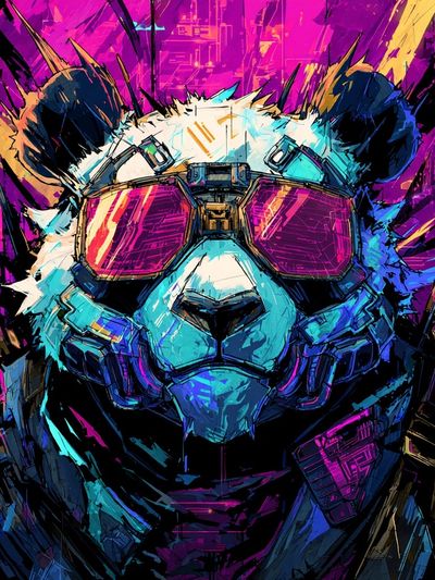 Cyberpunk Panda Digital-Art Poster. poster print