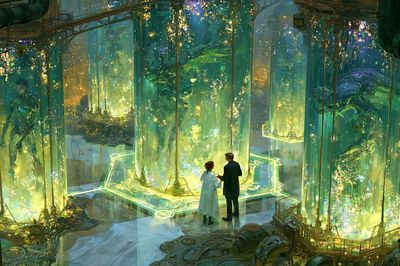 Bioluminescent Labyrinth Digital Art Poster. poster