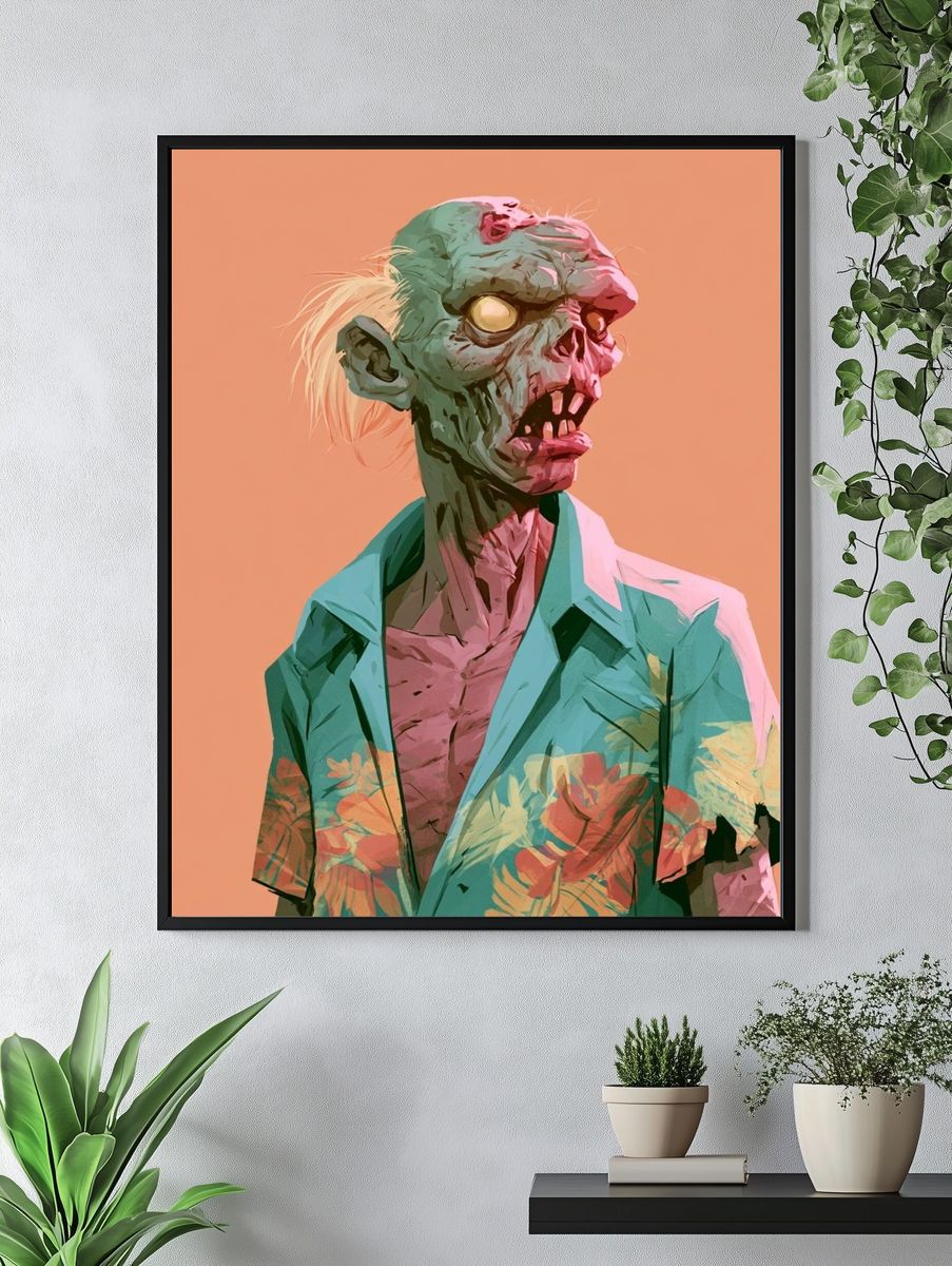 Zombie Portrait Illustration Poster. — room view 4