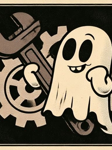 Ghost and Gears Illustration Poster. poster detail