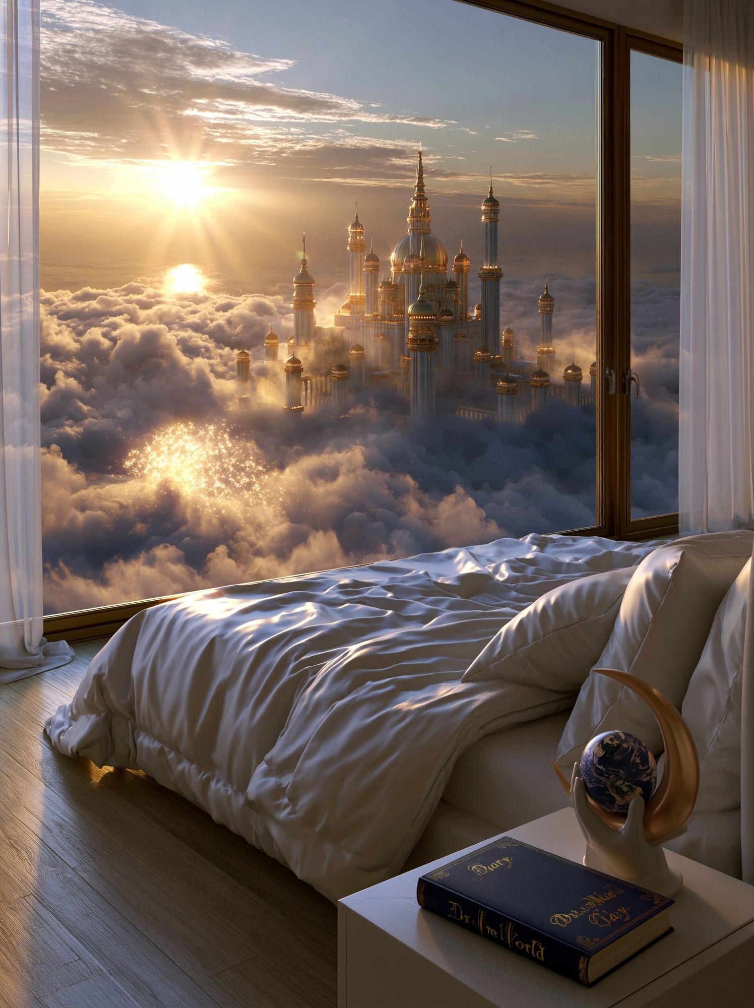 Cloud Palace Sunrise Fantasy Print. poster — illustration art