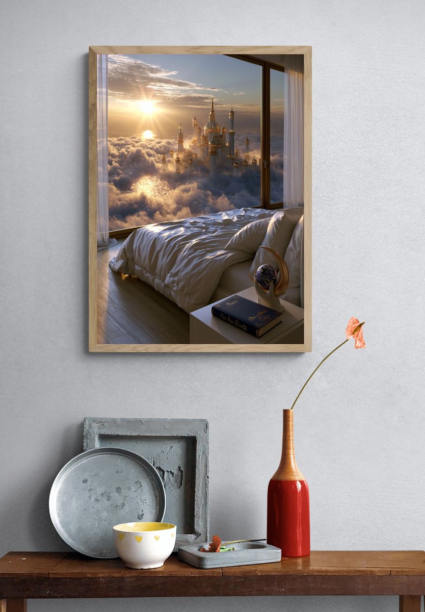Cloud Palace Sunrise Fantasy Print. — room view 3