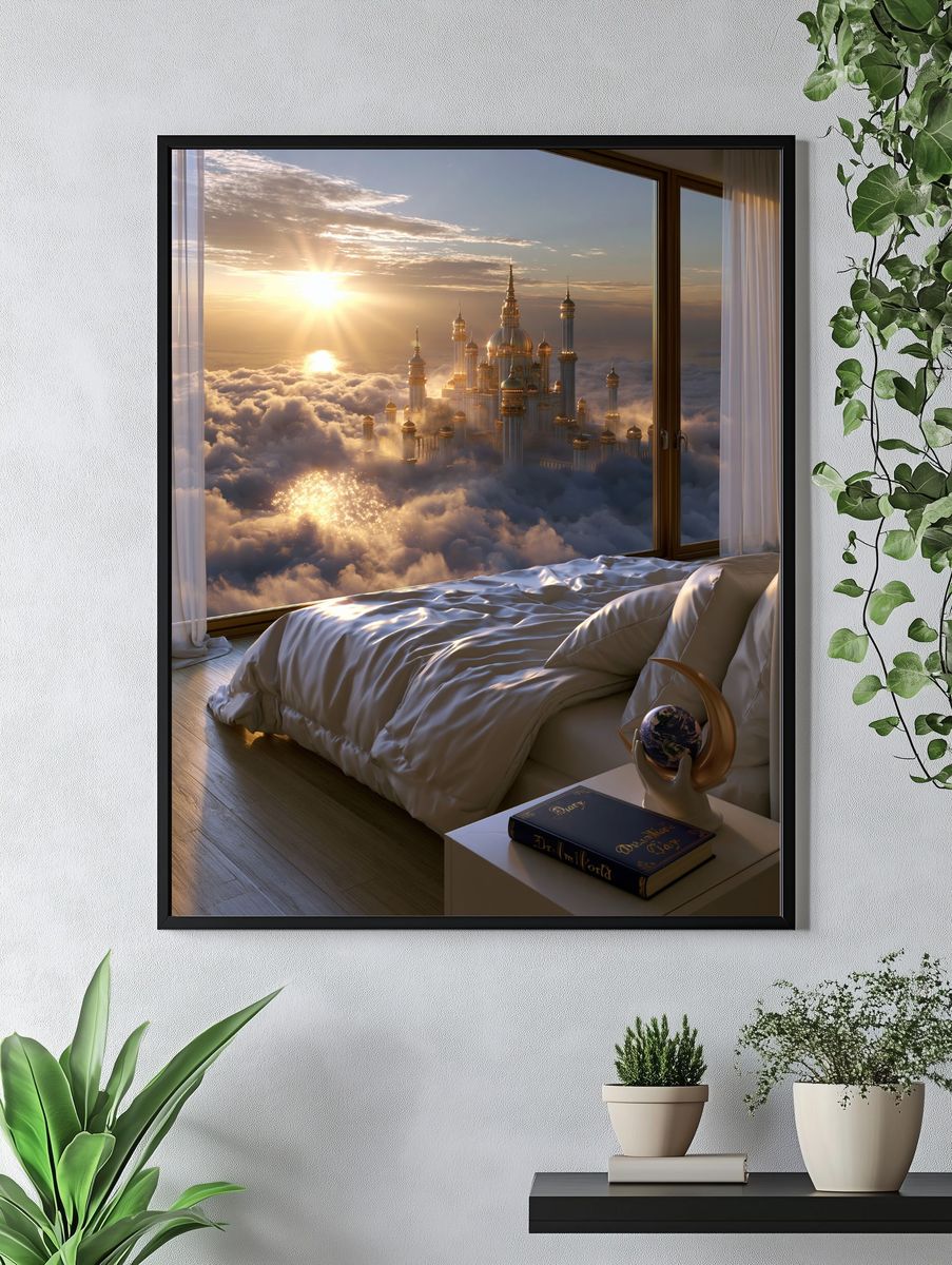 Cloud Palace Sunrise Fantasy Print. — room view 4