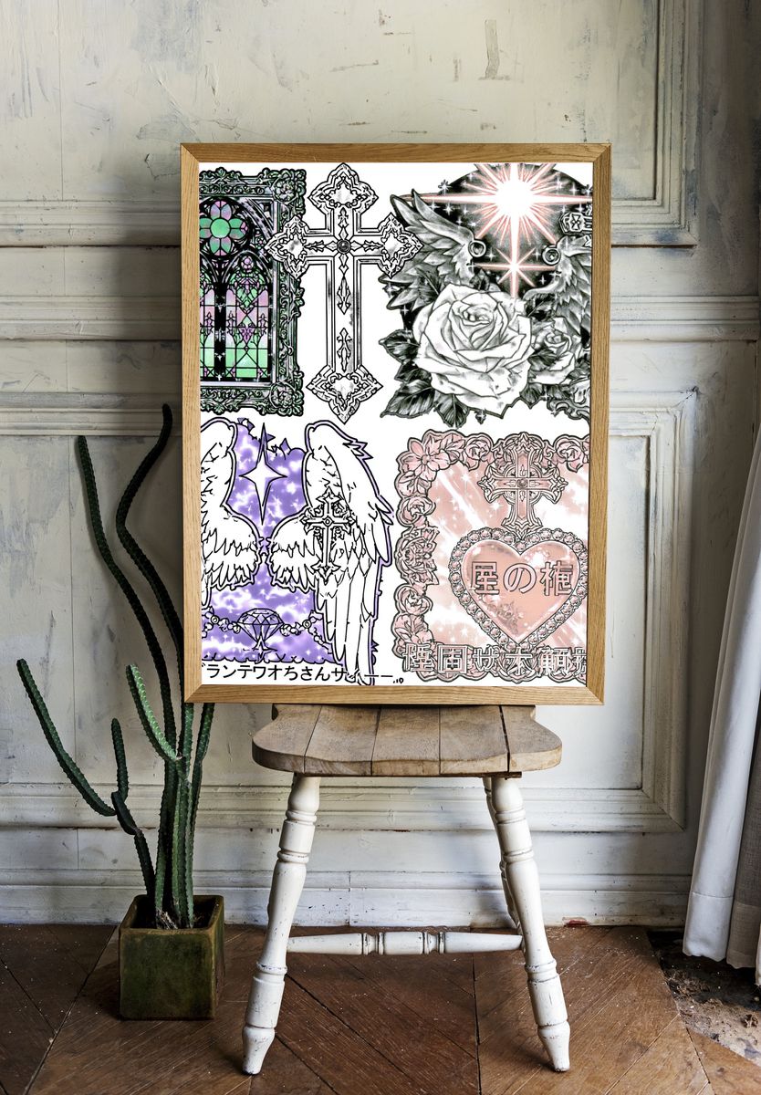 Gothic Angel Collage Illustration Poster. — room view 1