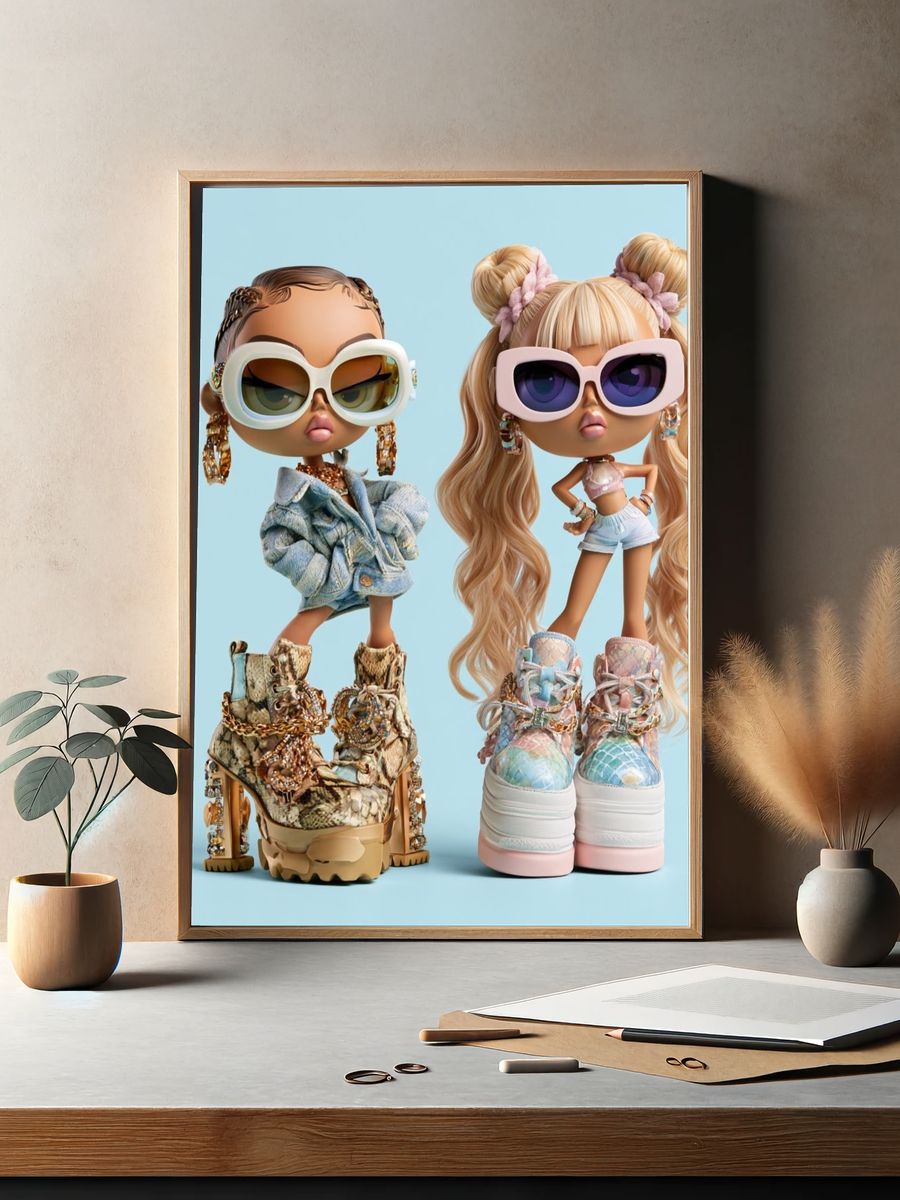 Fashion Dolls Illustration Poster. — room view 2