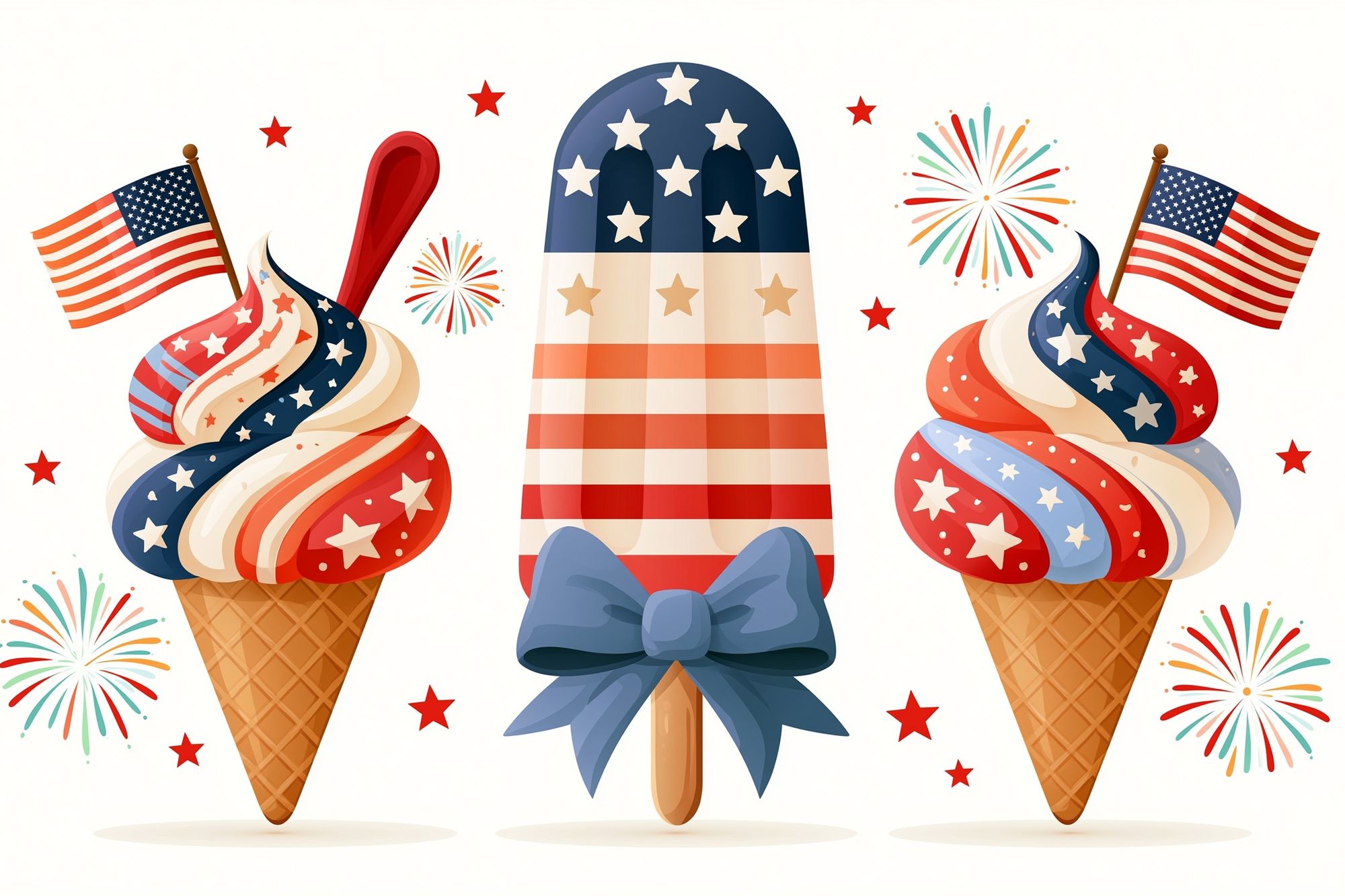 Patriotic Ice Cream Illustration Poster. poster — illustration art