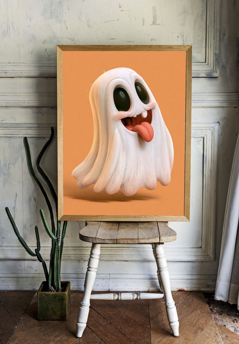 Playful Ghost Illustration Poster. room preview
