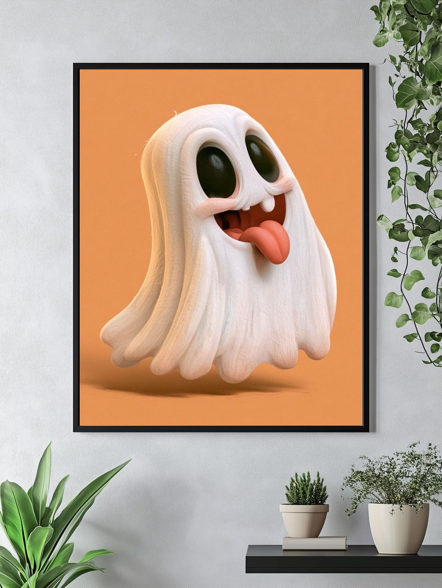 Playful Ghost Illustration Poster. — room view 4