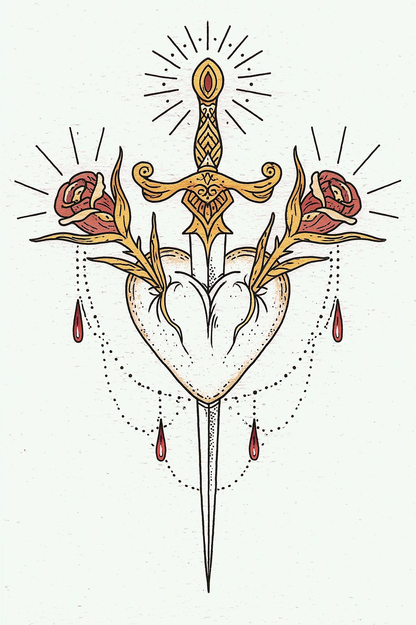 Sacred Heart Floral Illustration Poster. poster detail