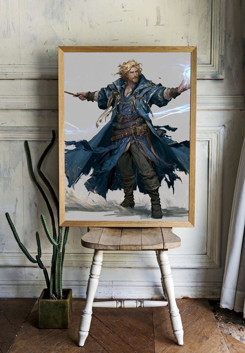 Wizard Spellcaster Digital Art Poster. room preview
