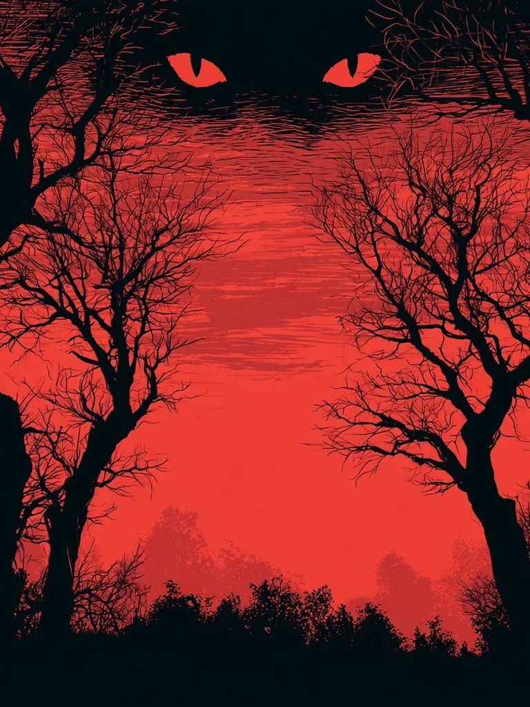 Red Forest Eyes Illustration Poster. poster — illustration art