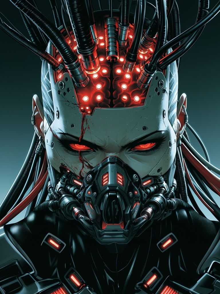 Cybernetic Warrior Portrait Poster. poster detail